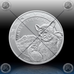 1oz GHANA 5 Cedis 2020 "Ice Age - CAVE BEAR" BU